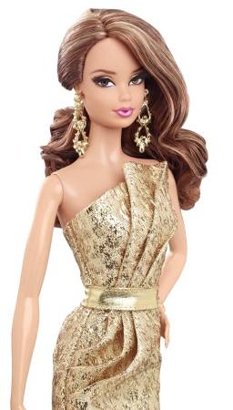 City Shine Barbie Doll Gold Dress