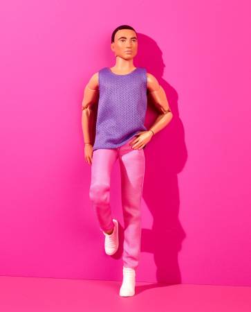Ken Barbie Looks, Black Hair, Purple Top With Pink Pants