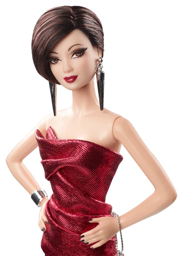 Unmarked Vintage Barbie Clone Doll Wearing Vintage Red Gown