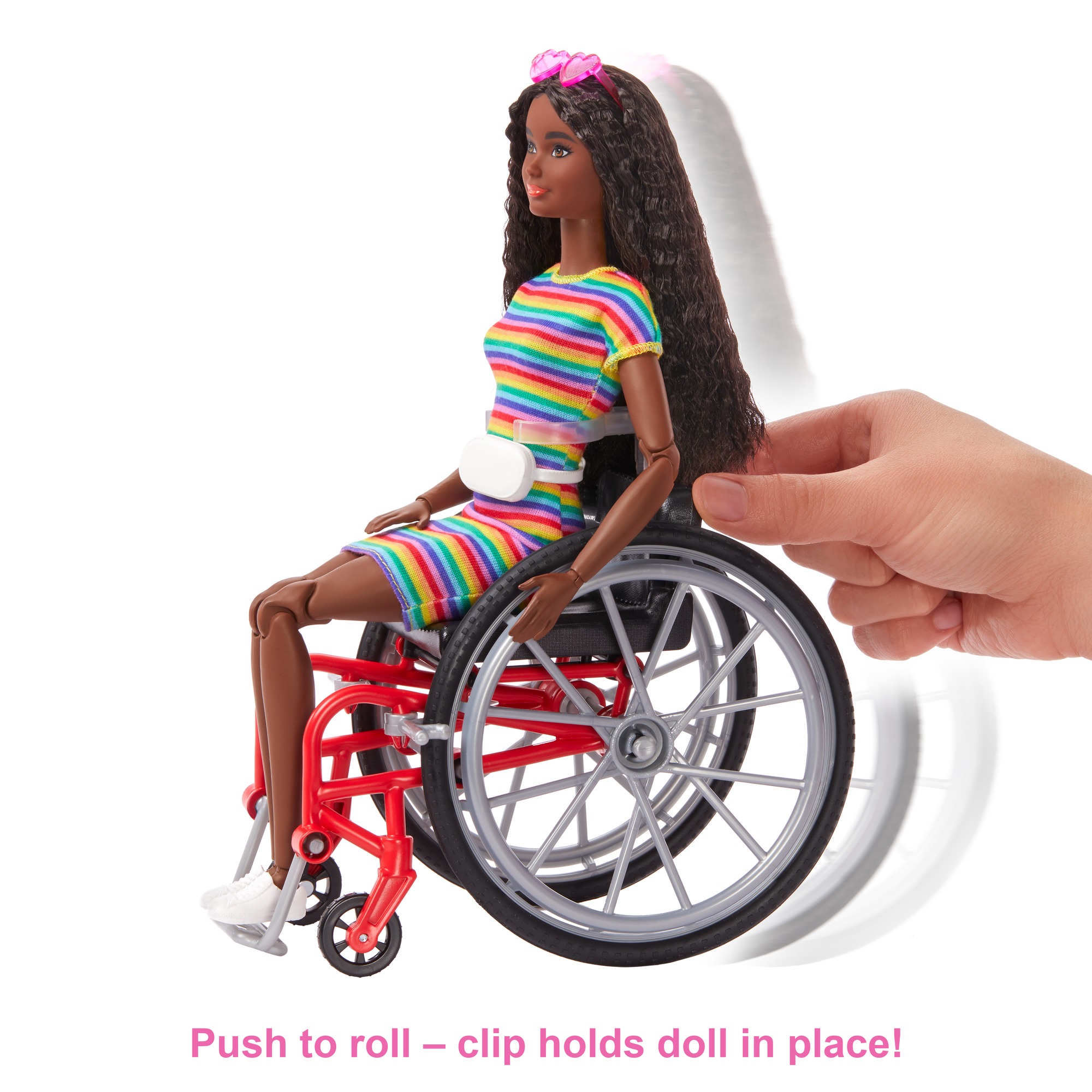 Barbie Fashionistas Doll 166 with Wheelchair & Crimped Brunette 