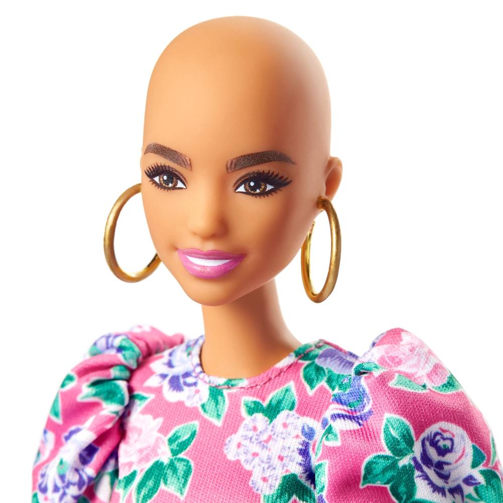 Mattel 2020 Barbie Fashionistas Doll 150 Bald No Hair Floral Dress for sale online 